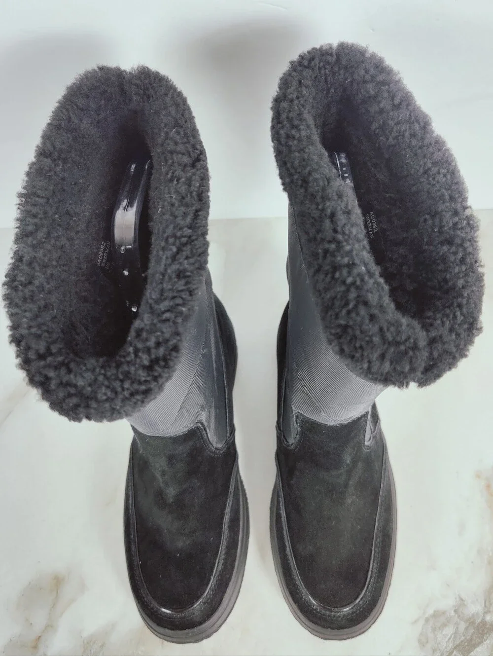 Coach Sherman Suede Nylon Winter Boots, Black, Sz 6.5